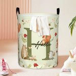 Personalisierte niedliche Waschbär Bär Woodland Tier erste wasserdicht Wäsche Aufbewahrungskorb mit Namen und Griff Geburtstag Baby Dusche Geschenk fü