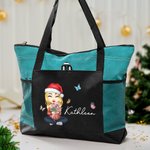 Personalisierte Cartoon-Figur Tragetasche mit Namen Geburtsblumenstrauß Reißverschluss Tote Bag Geburtstag Weihnachten Geschenk für Familie Freunde