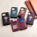 Personalisierte Geburt Blume Blumenstrauß PU Leder Flip Wallet Handyhülle für iPhone mit Namen RFID-Blockierung Karteninhaber Geburtstagsgeschenk für Familie