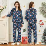 Gepersonaliseerd Cartoon Gezicht Foto Lange Mouw Shirt Koordbroek Bijpassende Pyjama Set Grappig Verjaardag Kerstcadeau voor Familie Kinderen