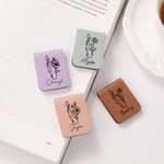 Personlig Line Birth Flower Horse Magnetisk bokmerkeklips i lær med navn Kontorrekvisita Bursdagsgave til bokorm Hesteelskere