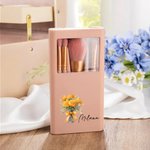 Personalized Birth Flower Bouquet Makeup Brush Set with Name 5 Pcs Brushes and Mirror Birthday Anniversary Gift for Women Girls