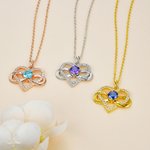 Personalizada Dainty Infinito Corazón Colgante Collar con piedra de nacimiento y nombres grabados Zircon Joyería Cumpleaños Aniversario de regalo para las mujeres