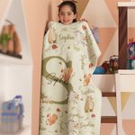 Personalised Cute Raccoon Bear Woodland Animal Initial Soft Throw Blanket Home Decor Birthday Baby Shower Gift for Kids