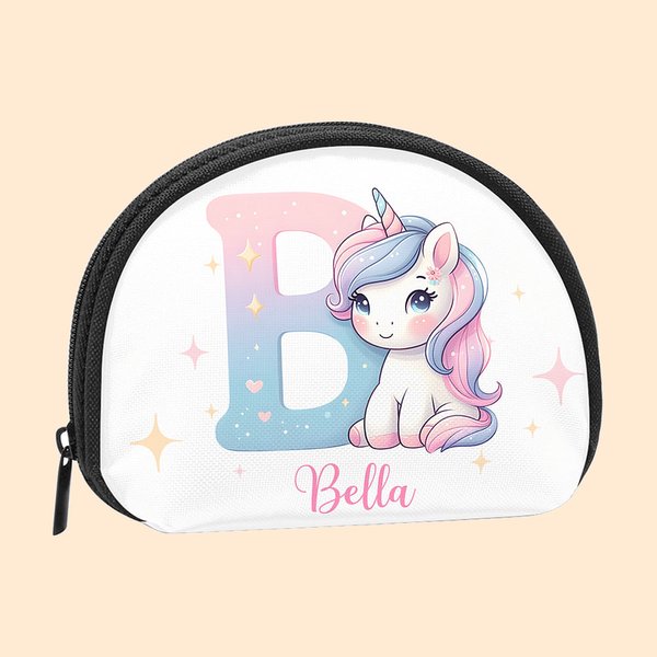 Mini monedero infantil personalizado con iniciales de unicornio con cremallera y nombre Regalo de cumpleaños para niñas amantes de los unicornios