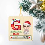 Personalized Cartoon Character Wooden Initial Money Holder Christmas Ornament with Name Christmas Tree Hanging Decor Gift for Family