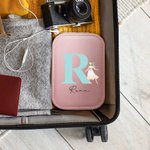 Personalized Classic Fairy Tale Character Leather Jewelry Box with Name Initial Changing Color LED Makeup Mirror Birthday Wedding Gift for Women