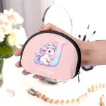 Mini monedero infantil personalizado con iniciales de unicornio con cremallera y nombre Regalo de cumpleaños para niñas amantes de los unicornios