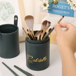 Personalizzato in pelle nome pennello trucco Pouch Barrel con 14 pezzi pennelli trucco regalo di compleanno per le donne