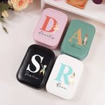 Personalized Classic Fairy Tale Character Leather Jewelry Box with Name Initial Changing Color LED Makeup Mirror Birthday Wedding Gift for Women