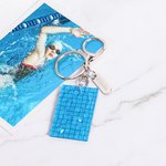 Personalisierte Schwimmbad Wasser Ripples Schlüsselanhänger mit eingraviertem Namensschild Geburtstag Jahrestag Geschenk für Schwimmer Schwimmen Liebhaber
