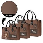 Personalisierte Retro Cartoon Katze PU-Leder Tragetasche mit Namen Schultergurt Große Kapazität Geburtstag Jahretag Geschenk für Katzenliebhaber