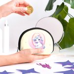 Mini monedero infantil personalizado con iniciales de unicornio con cremallera y nombre Regalo de cumpleaños para niñas amantes de los unicornios