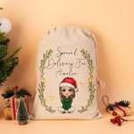 Personalizzato personaggio dei cartoni animati consegna speciale Natale Sacco coulisse trattare borsa con nome regalo di Natale festa favore per i bambini
