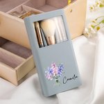Personalized Birth Flower Bouquet Makeup Brush Set with Name 5 Pcs Brushes and Mirror Birthday Anniversary Gift for Women Girls