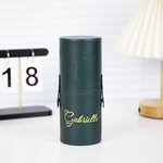 Personalizzato in pelle nome pennello trucco Pouch Barrel con 14 pezzi pennelli trucco regalo di compleanno per le donne