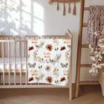 Personlig Bohemian Wildflower Butterfly Name Soft Swaddle Blanket and Hat Set Baby Shower Baptism Gift for Newborn