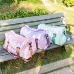 Gepersonaliseerde Holografische Waterdichte Naam Weekendtas met Schouderriem en Schoenvak Reisbenodigdheden Verjaardagscadeau voor Meisjes Vrouwen