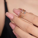 Personalized Minimalist 2 Birthstones Stacking Ring Dainty Jewelry Birthday Anniversary Gift for Women