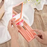 Personalized Birth Flower Bouquet Makeup Brush Set with Name 5 Pcs Brushes and Mirror Birthday Anniversary Gift for Women Girls
