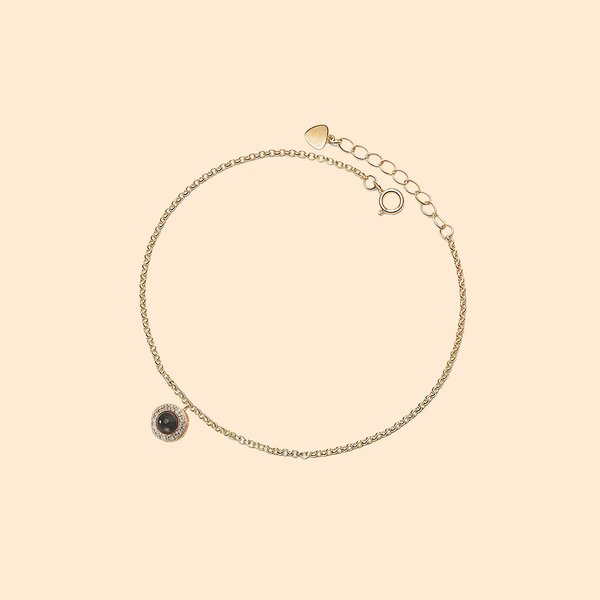 Personalized Minimalist Zircon Photo Projection Adjustable Bracelet Dainty Jewelry Anniversary Birthday Gift for Women