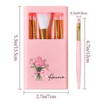 Personalized Birth Flower Bouquet Makeup Brush Set with Name 5 Pcs Brushes and Mirror Birthday Anniversary Gift for Women Girls