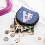 Mini monedero infantil personalizado con iniciales de unicornio con cremallera y nombre Regalo de cumpleaños para niñas amantes de los unicornios