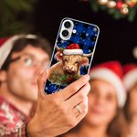 Spersonalizowany kapelusz Świętego Mikołaja Krowa Góralska Kolorowe etui na telefon z imieniem i nazwiskiem na iPhone'a Świąteczny prezent urodzinowy dla miłośników krów góralskich