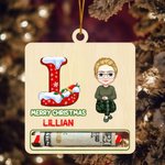 Personalized Cartoon Character Wooden Initial Money Holder Christmas Ornament with Name Christmas Tree Hanging Decor Gift for Family