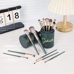 Personalizzato in pelle nome pennello trucco Pouch Barrel con 14 pezzi pennelli trucco regalo di compleanno per le donne