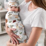 Personlig Bohemian Wildflower Butterfly Name Soft Swaddle Blanket and Hat Set Baby Shower Baptism Gift for Newborn