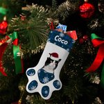 Personalisierte Katze Hund Pfote druckt Haustier Foto Weihnachten Strumpf mit Namen Weihnachtsbaum Dekoration Geschenk für Kinder Haustierliebhaber