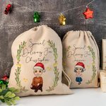 Personalizzato personaggio dei cartoni animati consegna speciale Natale Sacco coulisse trattare borsa con nome regalo di Natale festa favore per i bambini
