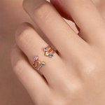Personalized Minimalist 2 Birthstones Stacking Ring Dainty Jewelry Birthday Anniversary Gift for Women