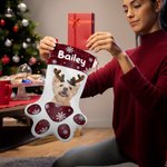 Personalisierte Katze Hund Pfote druckt Haustier Foto Weihnachten Strumpf mit Namen Weihnachtsbaum Dekoration Geschenk für Kinder Haustierliebhaber