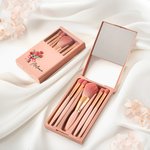 Personalized Birth Flower Bouquet Makeup Brush Set with Name 5 Pcs Brushes and Mirror Birthday Anniversary Gift for Women Girls