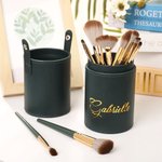 Personalizzato in pelle nome pennello trucco Pouch Barrel con 14 pezzi pennelli trucco regalo di compleanno per le donne