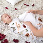 Personlig Bohemian Wildflower Butterfly Name Soft Swaddle Blanket and Hat Set Baby Shower Baptism Gift for Newborn