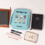 Personalised God Says I Am Redeemed Loved Portable Bible Storage Bag with Pen Slot and Zipper Bible Reading Christmas Birthday Gift for Christians