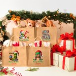 Personalisierte Elf Haus Baum Schneemann Jute Tasche mit Initiale und Namen Wiederverwendbares Tote Bag  Geburtstag Weihnachten Geschenk für Familie