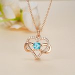 Personalizada Dainty Infinito Corazón Colgante Collar con piedra de nacimiento y nombres grabados Zircon Joyería Cumpleaños Aniversario de regalo para las mujeres