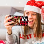 Spersonalizowany kapelusz Świętego Mikołaja Krowa Góralska Kolorowe etui na telefon z imieniem i nazwiskiem na iPhone'a Świąteczny prezent urodzinowy dla miłośników krów góralskich