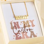 Personalised In My Era Groovy Bubble Font Double Name Necklace with Heart Birthday Anniversary Gift for Couple Besties