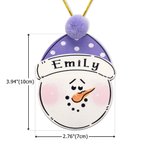 Ornement de Noël personnalisé en bois peint à la main avec le nom d'un bonhomme de neige Décoration de l'arbre de Noël Cadeau de fête pour la famille 