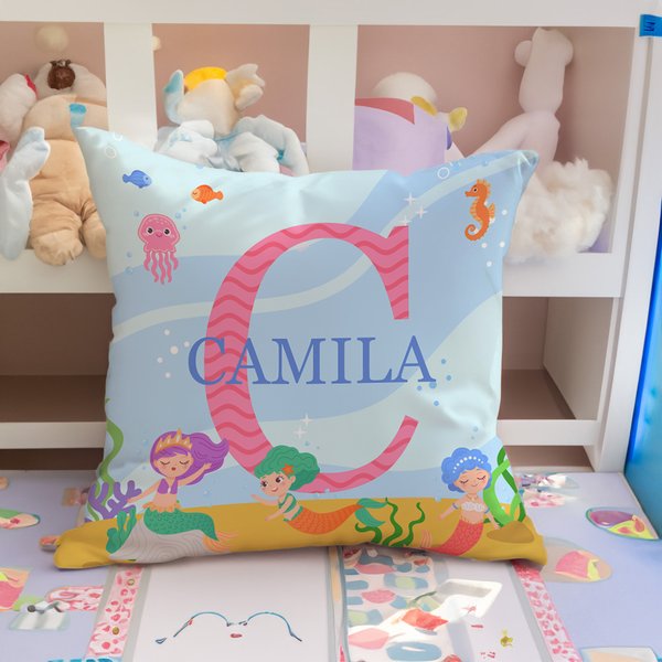 Personalizzato Giraffa Gufo Mermaid Sport Ball Throw Pillow Cover con nome e iniziale Home Decor Compleanno regalo di famiglia per bambini famiglia