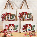 Sac à Main en Toile Personnalisé avec Personnage Dessin Thème de Joy To The World Cadeau Anniversaire Noël pour Famille Amis