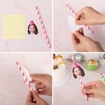Gepersonaliseerde Gezichtsfoto Grote Hoofduitknipsel Papieren Rietjes Leuke Verjaardag Vrijgezellenfeest Afstudeerfeest Cadeau voor Vrouwen Mannen