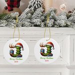 Spersonalizowane Wesołych Świąt Santa Hat Snowman Initial Ceramic Ornament With Name Christmas Tree Decor Party Gift For Family