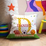 Personalizzato Giraffa Gufo Mermaid Sport Ball Throw Pillow Cover con nome e iniziale Home Decor Compleanno regalo di famiglia per bambini famiglia