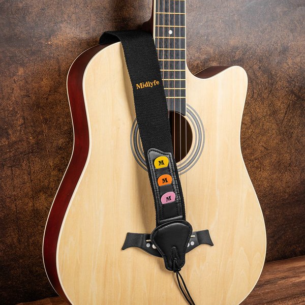 Gepersonaliseerde Verstelbare Oxford Gitaarriem en 12 stuks Plectrums met Geborduurde Naam Muziek Gear Accessoires Verjaardagsgeschenk voor Gitarist Muzikant